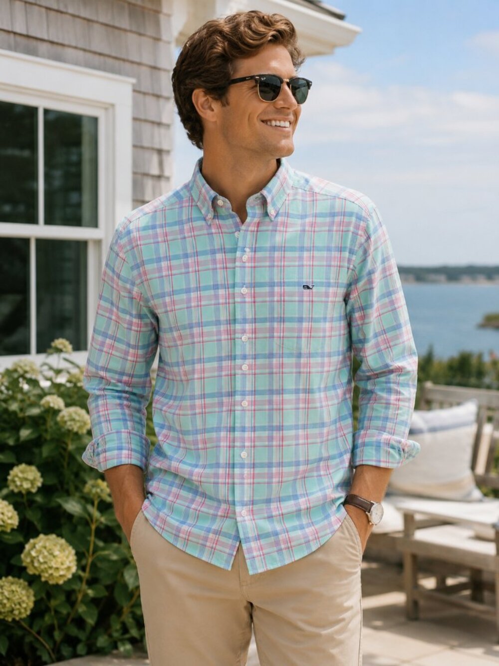 Vineyard Vines Classic Fit Murray Plaid Shirt Size Small